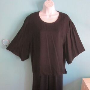 GREI 2 Black Tencel Pullover Kimono Sleeve Top Fits M / L  42" Bust Minimalist